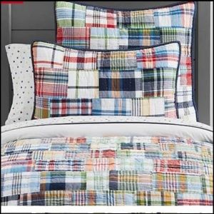 Like NEW Pottery Barn Madras Twin Quilt Set, Euro Sham, Standard Shams